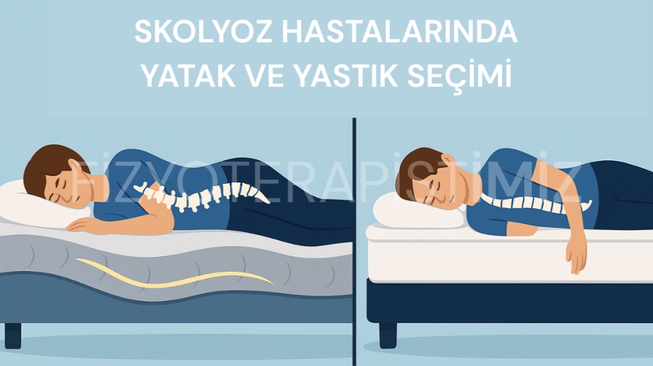 Skolyozda yatak ve yastık seçimi görseli – doğru uyku pozisyonu İzmir